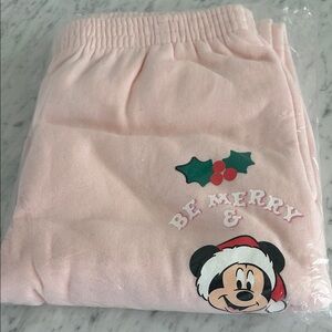 Disney  Light Pink sweat pants Bottoms with Festive Mickey Design
